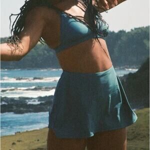 Andie The Skirt Swim Bottoms in Azure Teal Blue, Women's XS NWT 2-in-1 Attached